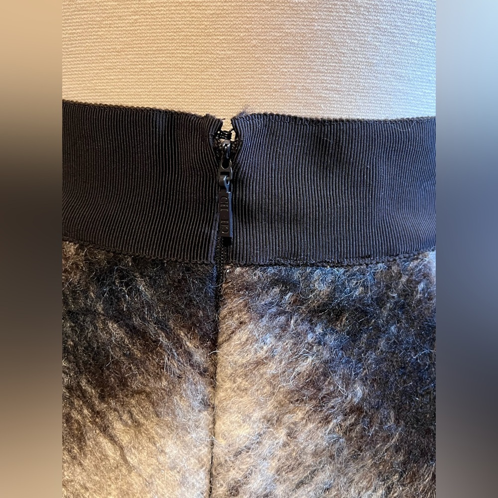 Carolina Herrera Mohair Skirt  Brown Cream Textured Pencil Size 4 - Picture 6 of 11